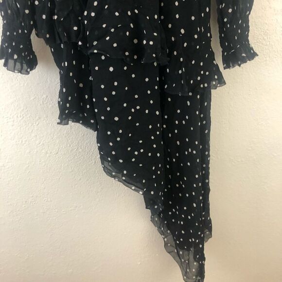 Blue Life Sample Becks polka dot Midi asymmetrical black Dress Size  S - Picture 4 of 9